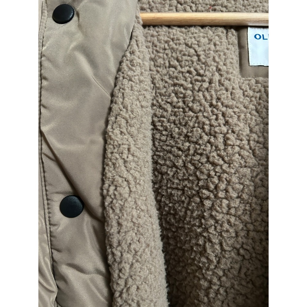 Old Navy Men's Tan Sherpa Lined Hooded Parka Jacket Size Large‎ - Picture 7 of 12